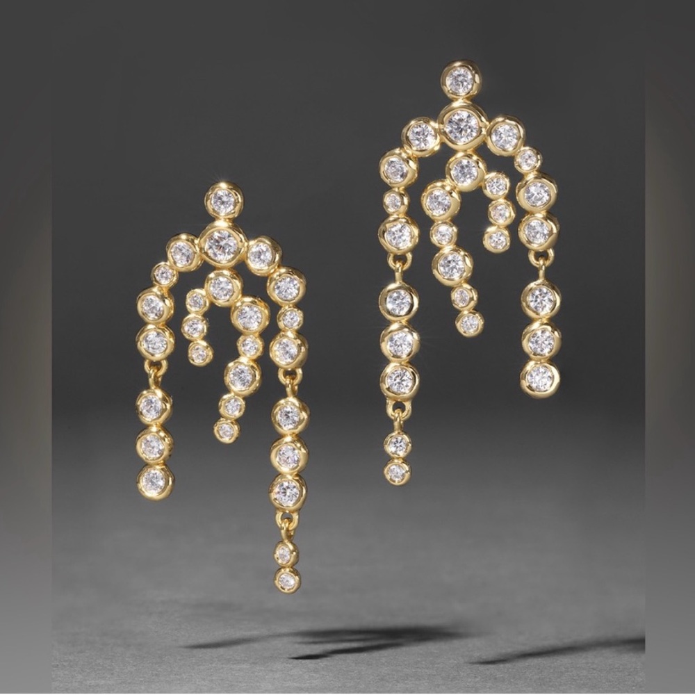 ALEXIS BITTAR Asterales Chandelier Earrings Gold Clear AP30